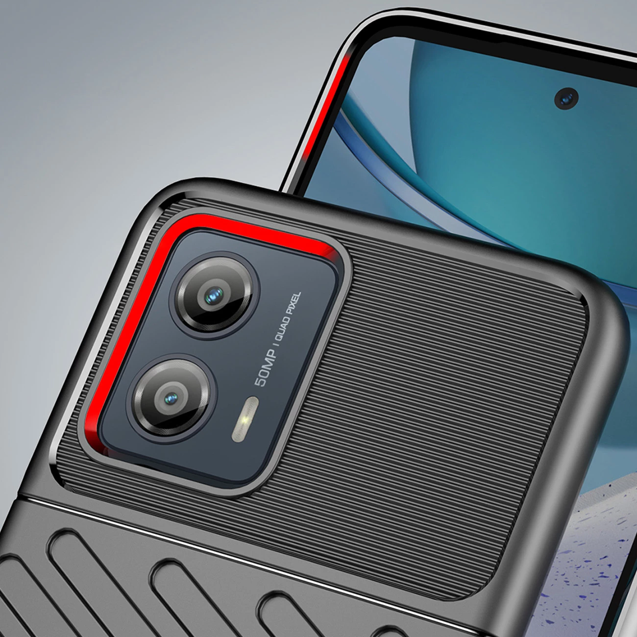 Mbështjellës Hurtel Thunder Case për Motorola Moto G53, TPU, zi