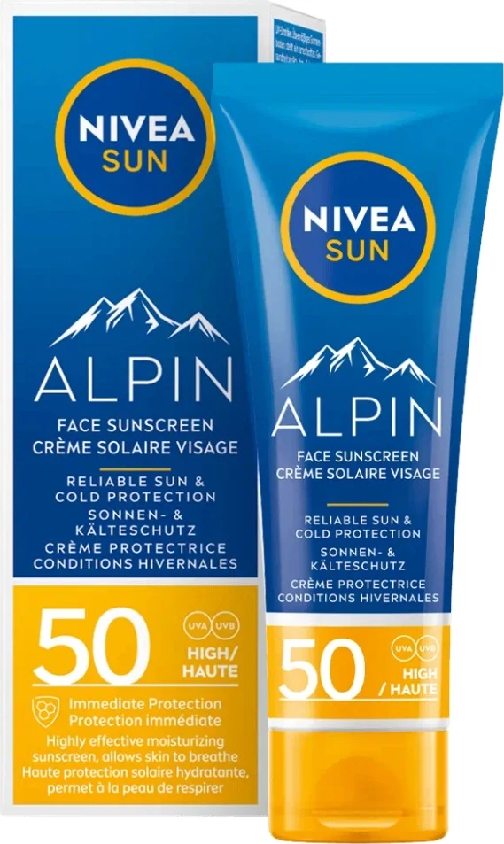 Krem për fytyrë me SPF Nivea Sun Alpin për femra, 50ml