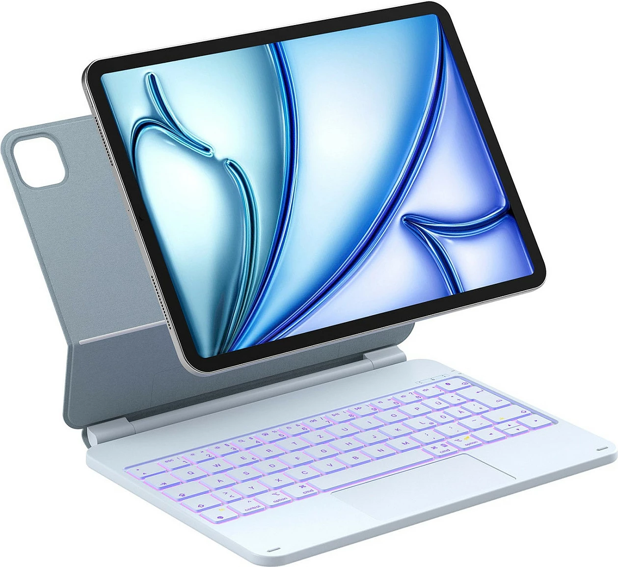 Mbështjellës folio me tastierë Bluetooth Inateck për iPad 11", QWERTZ, blu