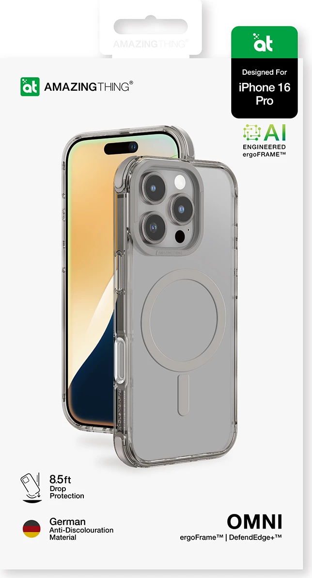Mbështjellës AmazingThing Omni Mag Case për iPhone 16 Pro, Gri