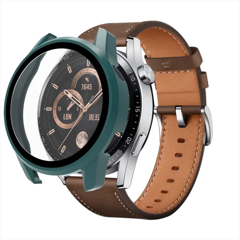 Mbrojtës xhami me kasë Hurtel për Huawei Watch GT3 42mm, e gjelbër