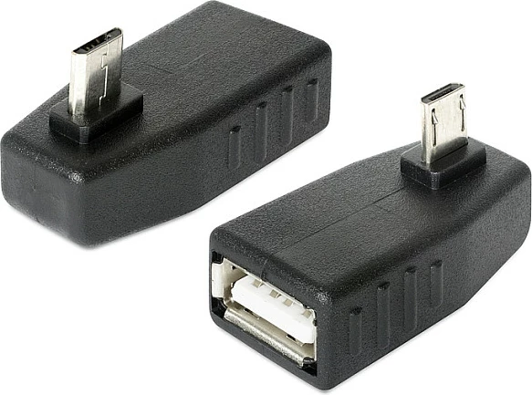 Adapter OTG DeLOCK micro-USB (micro-B) në USB 2.0-A, 270° i kënduar, i zi
