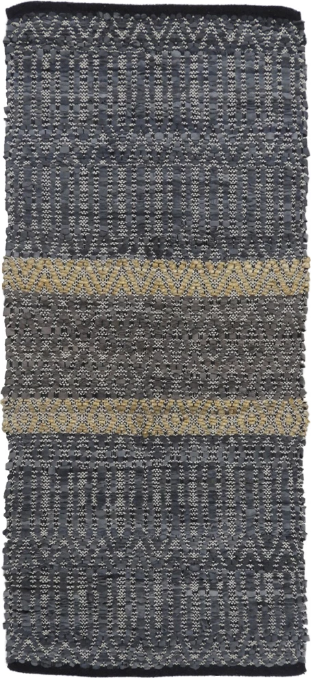 Qilim korridori Stripe, lëkurë, gri-bezhë, 70x150cm