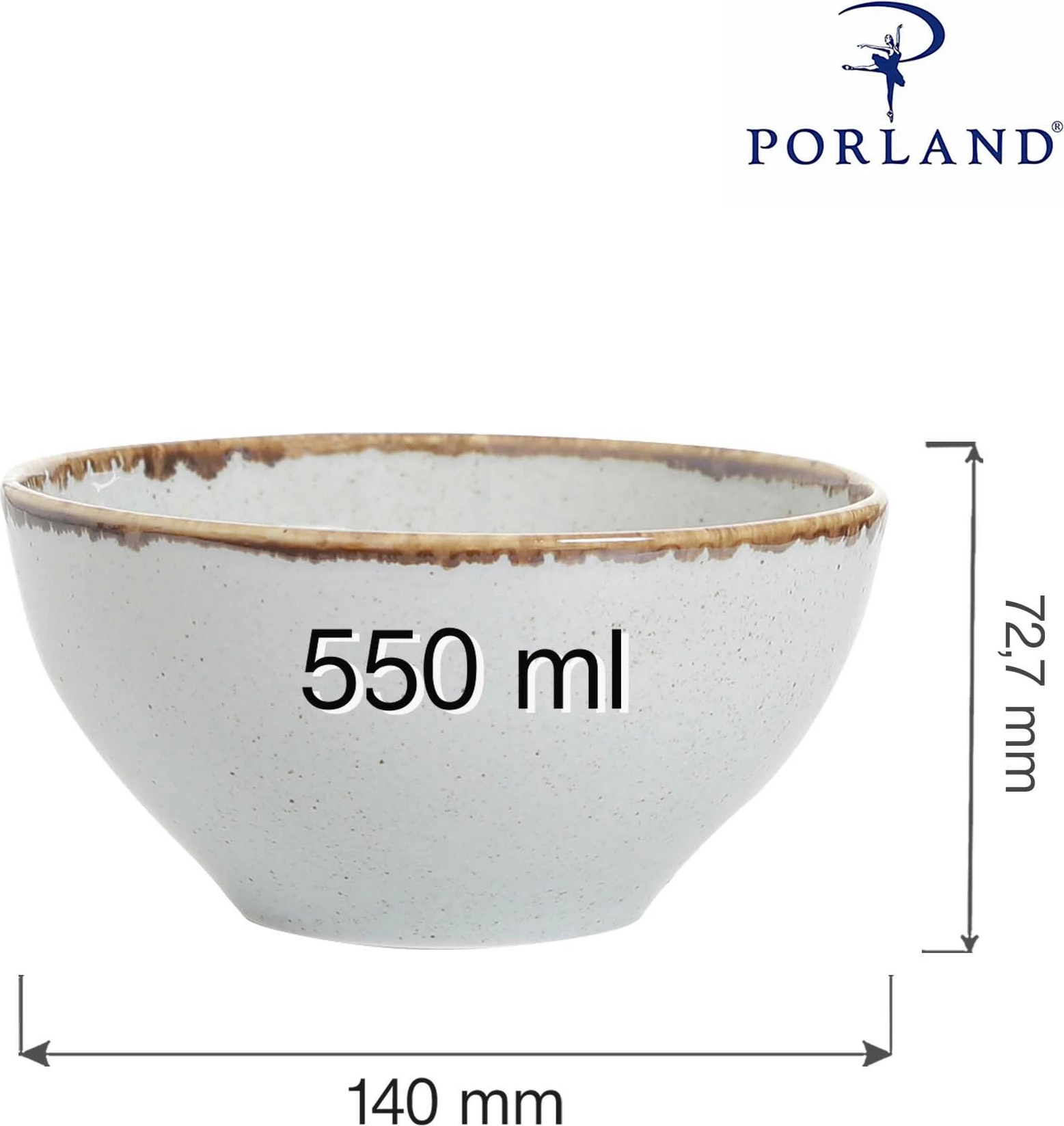 Tas Porland Seasons Ashen 550 ml 140 mm, gri, set 6 copë