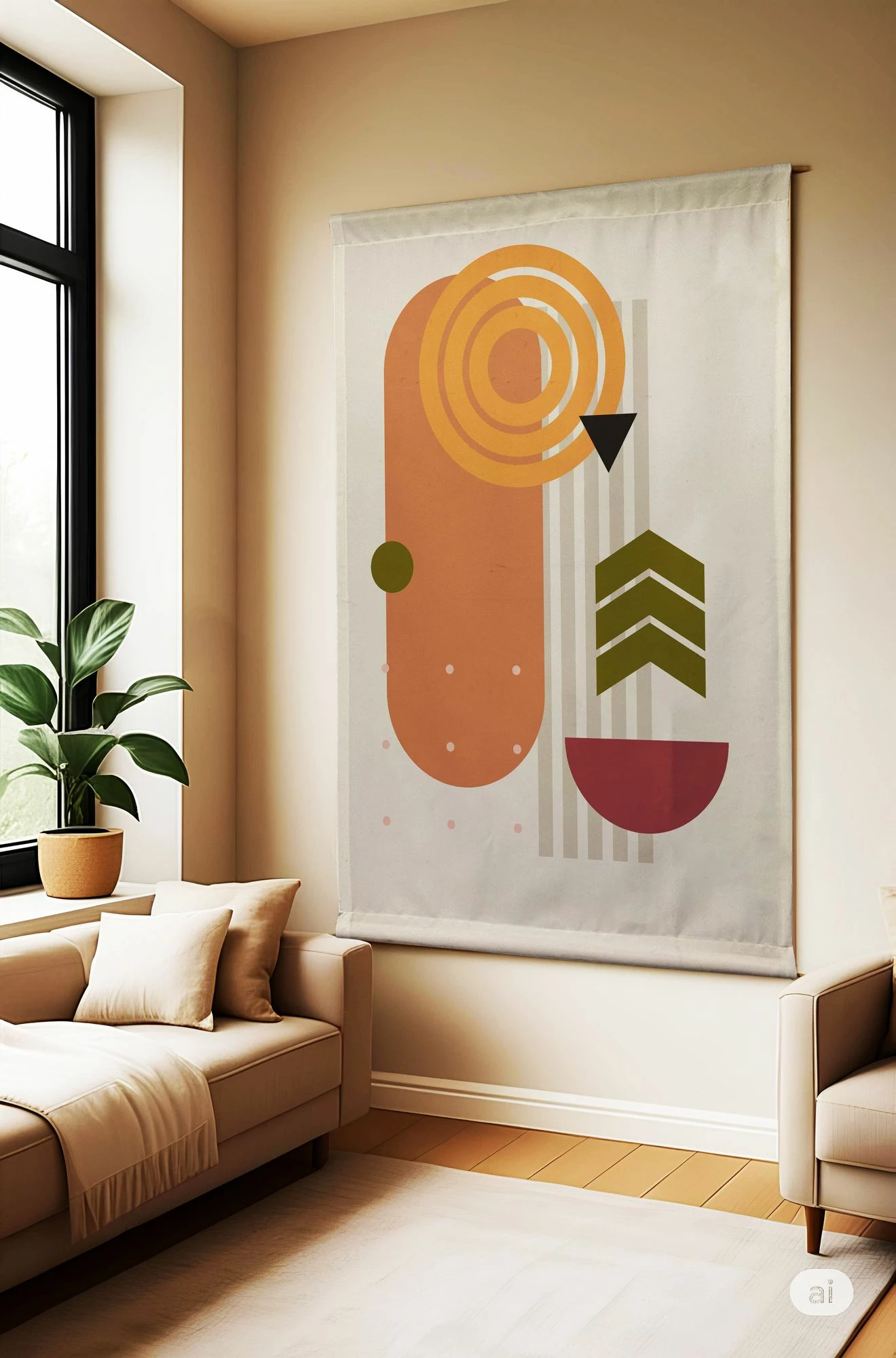 Pikturë dekorative poliestër, Wallity Polybaby 1, shumëngjyrëshe, 145x200cm