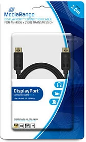 Kabllo DisplayPort MediaRange MRCS159, 2 m, DP 1.2, 4K 4096x2160, 10 Gbit/s, e zezë