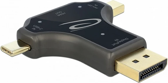 Adapter DeLOCK 64060, USB-C/DisplayPort/mini DisplayPort në HDMI, 4K 60Hz, i zi