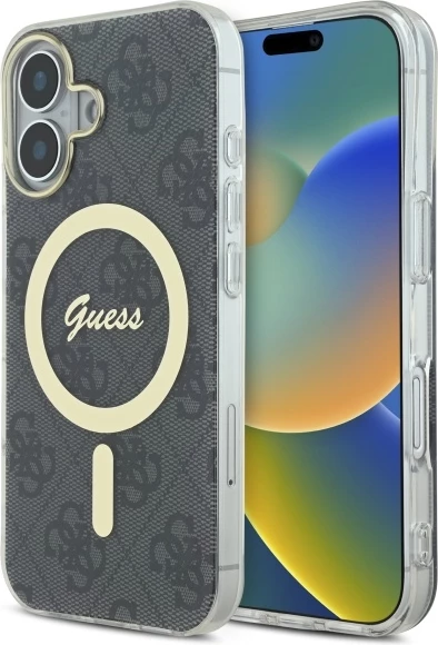 Mbështjellës Guess IML 4G MagSafe për iPhone 16 Plus, Zi