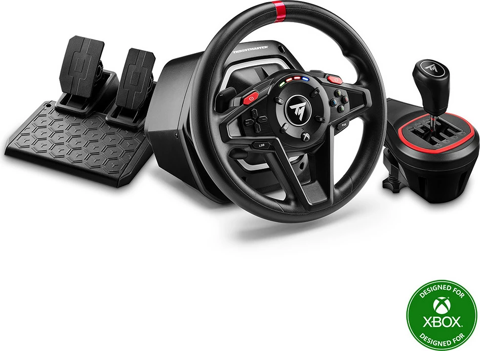 Set timon garash Thrustmaster T128-X Shifter Pack, Force Feedback, për Xbox Series X|S/Xbox One dhe PC, me pedale + TH8S shifter 8 shpejtësi, i zi