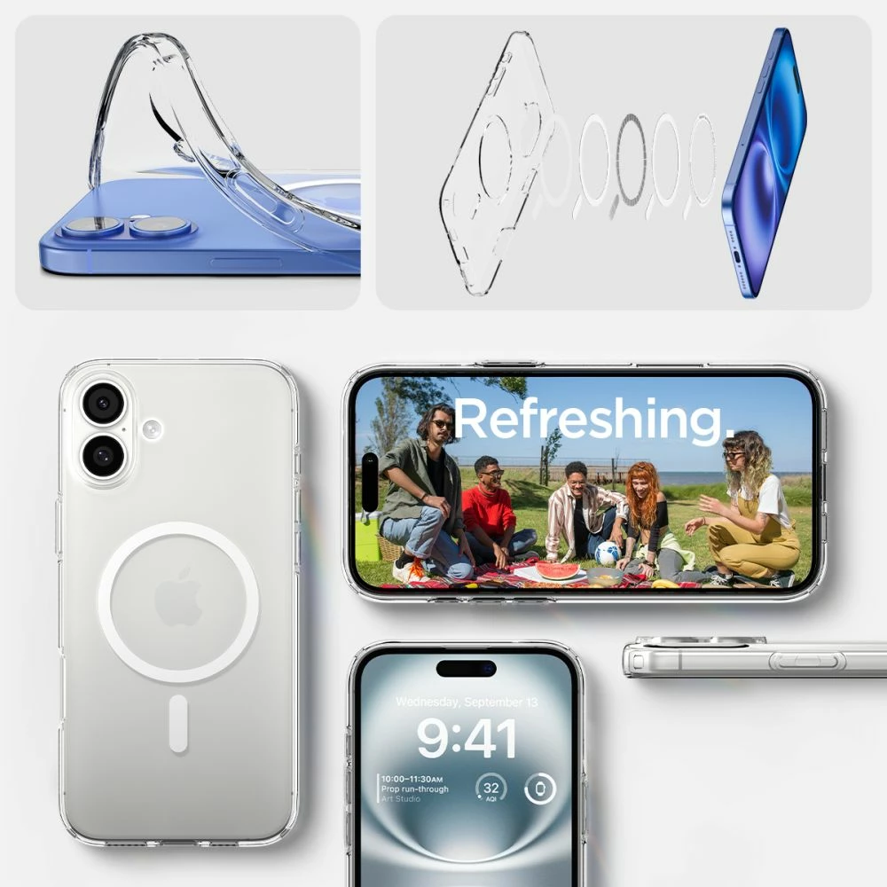 Mbështjellës Spigen Liquid Crystal Mag me MagSafe për iPhone 16 Plus, Transparent