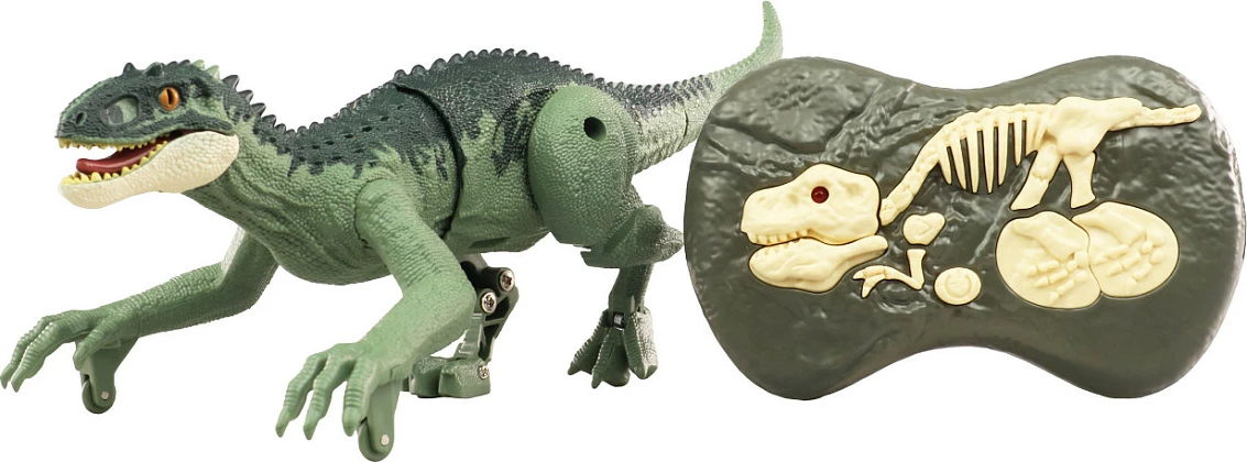 Dinozaur me telekomandë AMEWI 40013 Tyrannosaurus, 2.4 GHz, me drita dhe zë, bateri LiPo 100 mAh, jeshil