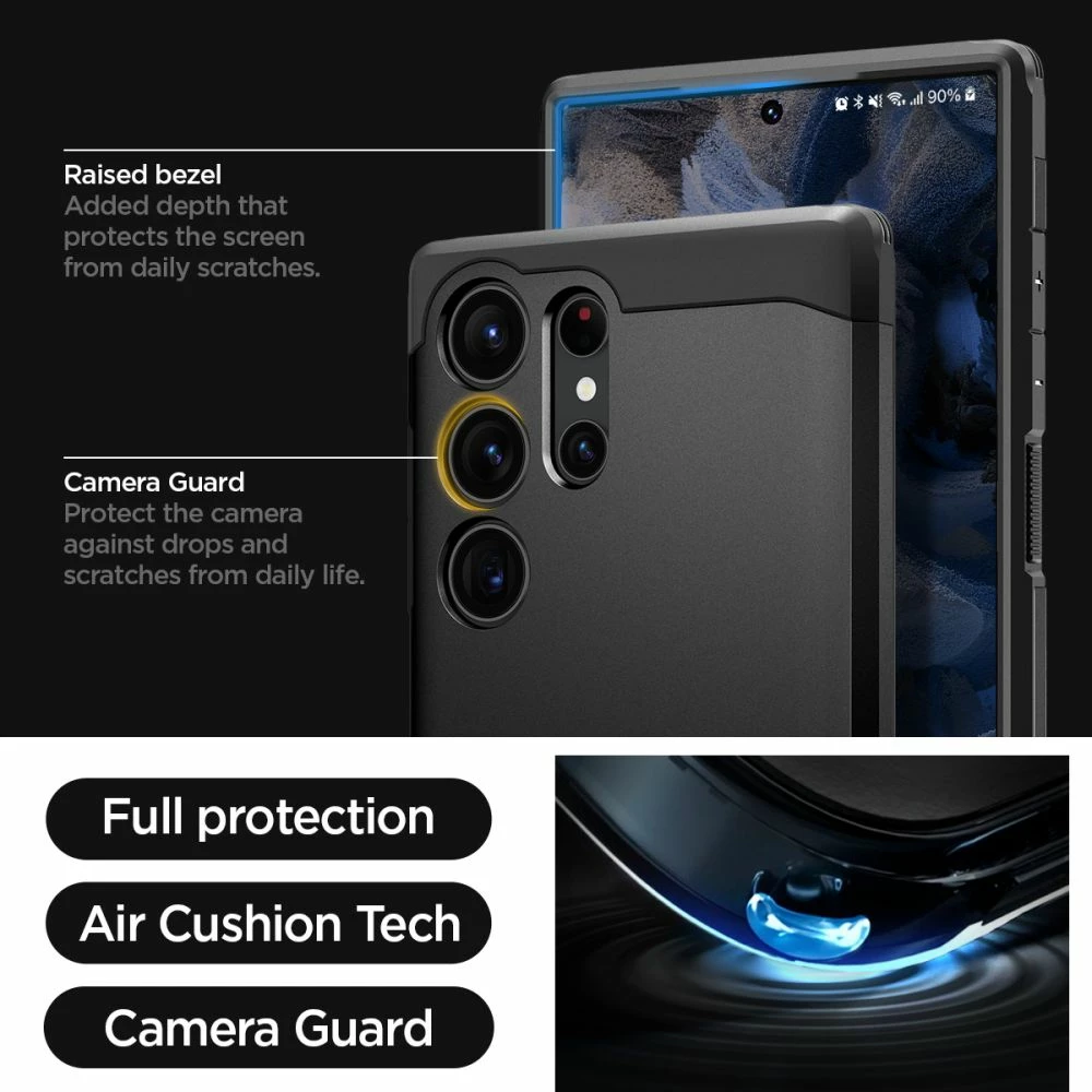 Mbështjellës Spigen Tough Armor për Samsung Galaxy S23 Ultra, i zi