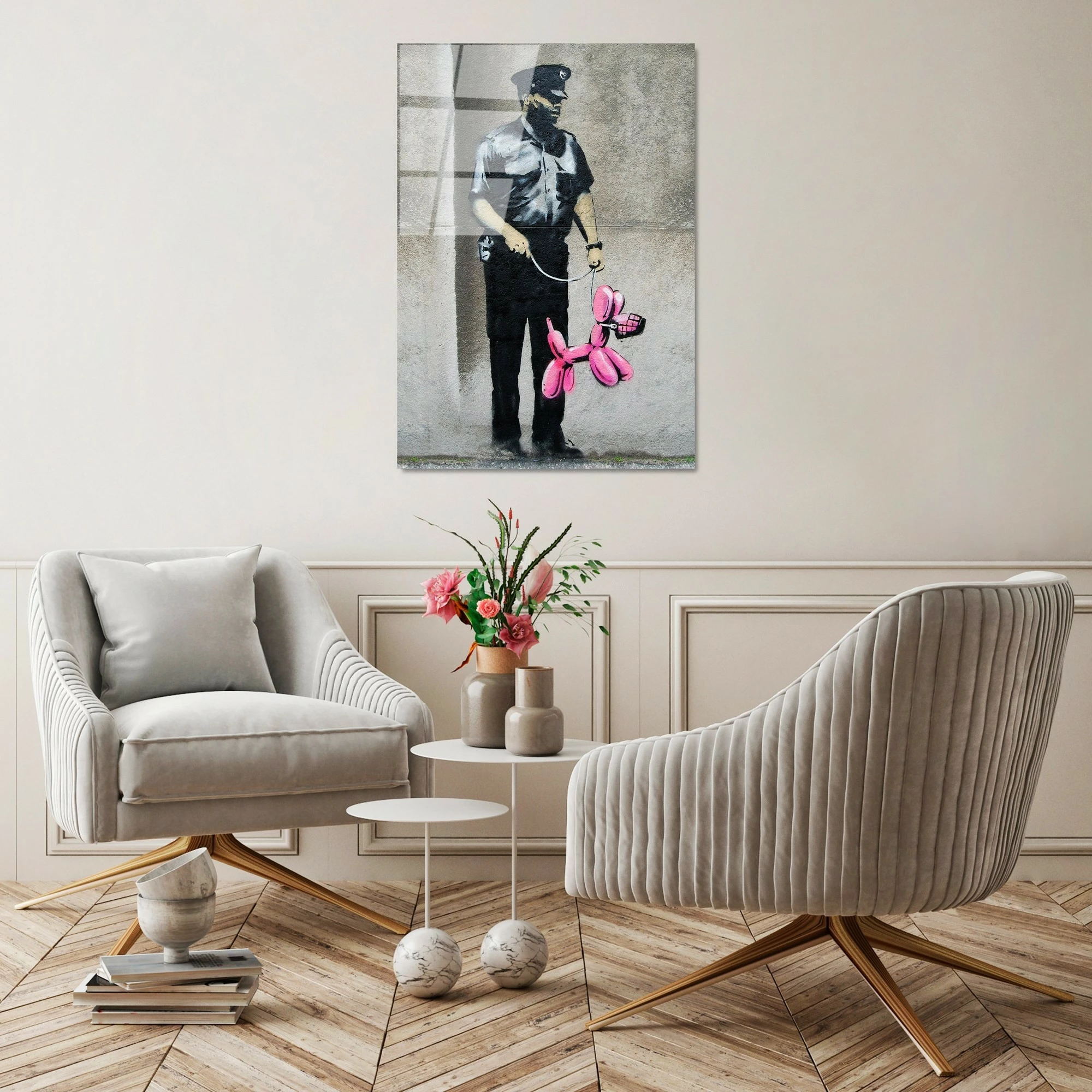 Pikturë dekorative xhami e temperuar, Banksy, UV-506, 45x65cm