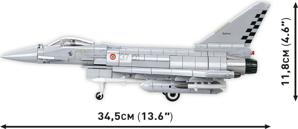 Set blloqesh ndërtimi, Cobi, Eurofighter F2000 Typhoon 5849, 642 copa, shkallë 1:48, seri Armed Forces, plastikë, gri