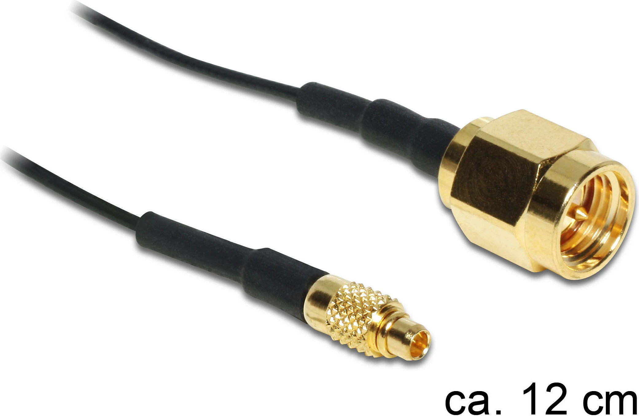 Kabllo adapter RF DeLOCK 88471, MMCX mashkull në SMA mashkull, 0.12 m, kontakte të arta, e zezë/ari