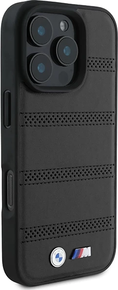Mbështjellës BMW M Perforated And Stitched Line MagSafe për iPhone 16 Pro, zi