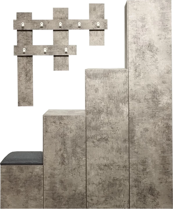 Mobilje korridori Nenich, ngjyrë lisi gri, 150x37x180cm