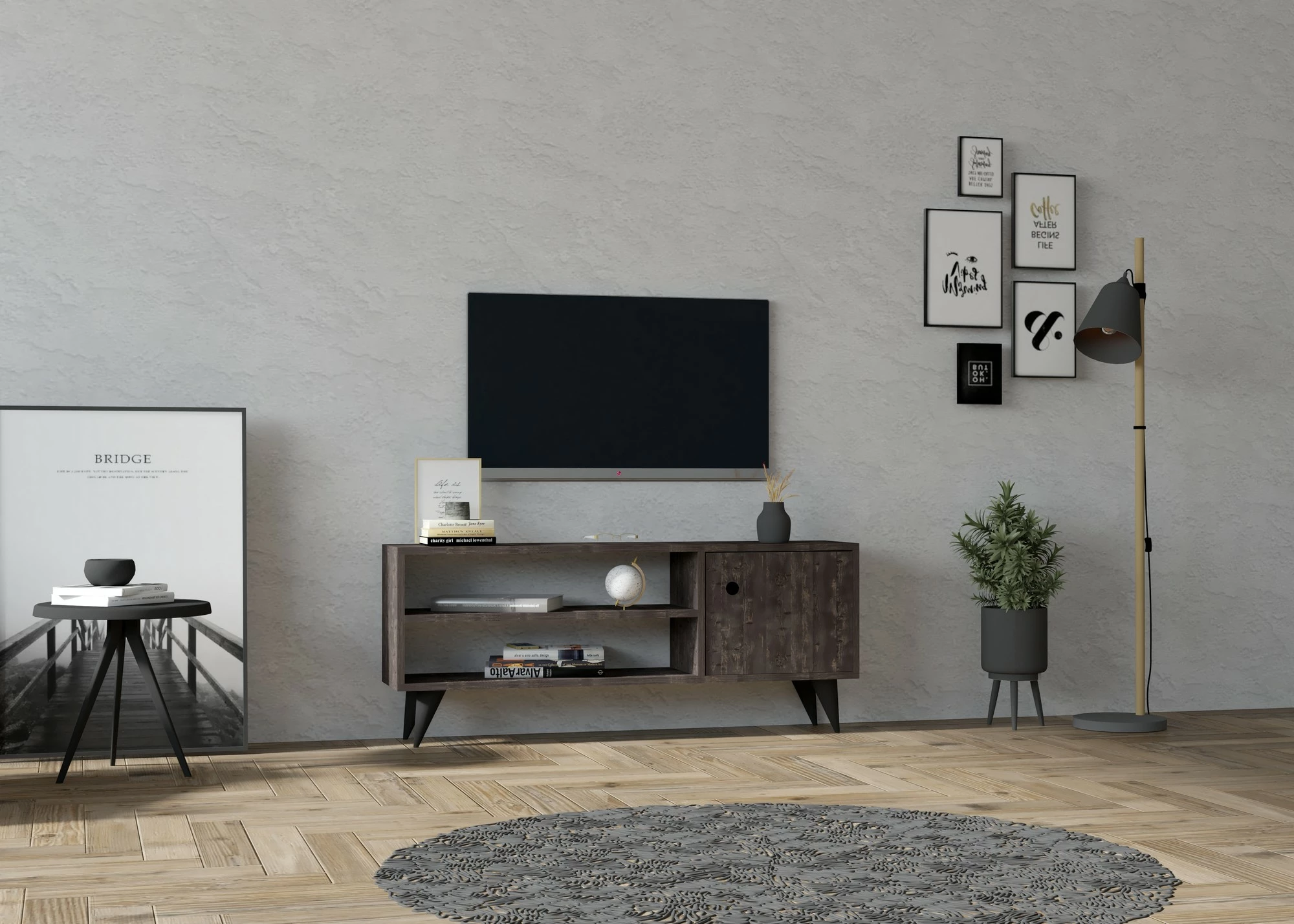 Komodë TV Hanah Home, Jena, ngjyrë antracit