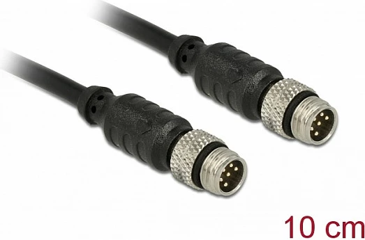 Kabllo zgjatëse M8 DeLOCK, 6-pin, Mashkull/Mashkull, 10 cm, rezistente ndaj ujit, e zezë