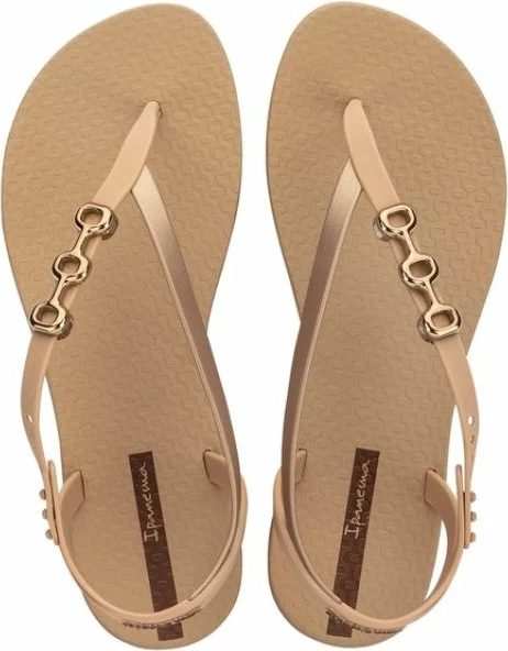 Sandale flip-flop për femra Ipanema, bezhë me të arta