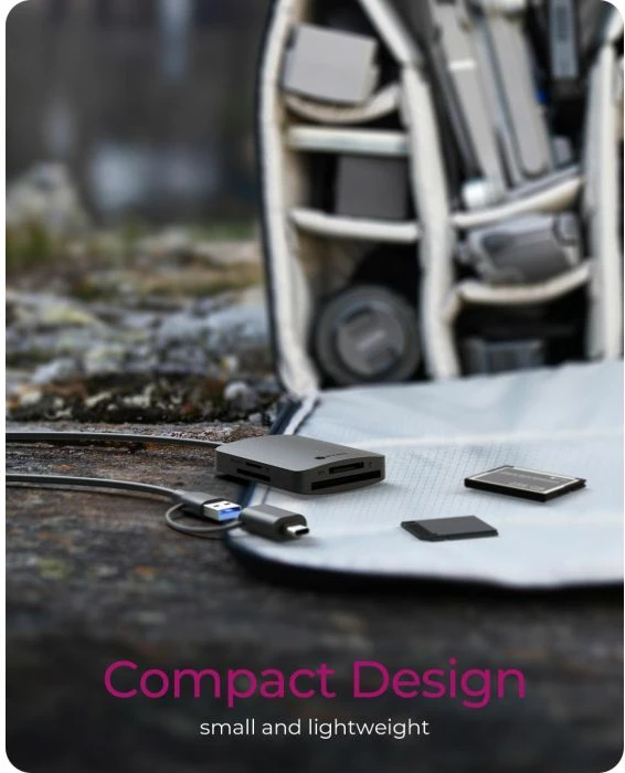 lexues kartelash ICYBOX IB-CR302-CU3, USB 3.2 Gen 1 (5 Gbit/s), lidhje USB-A dhe USB-C, UHS-I, për SD/microSD/CompactFlash/Memory Stick, e zezë