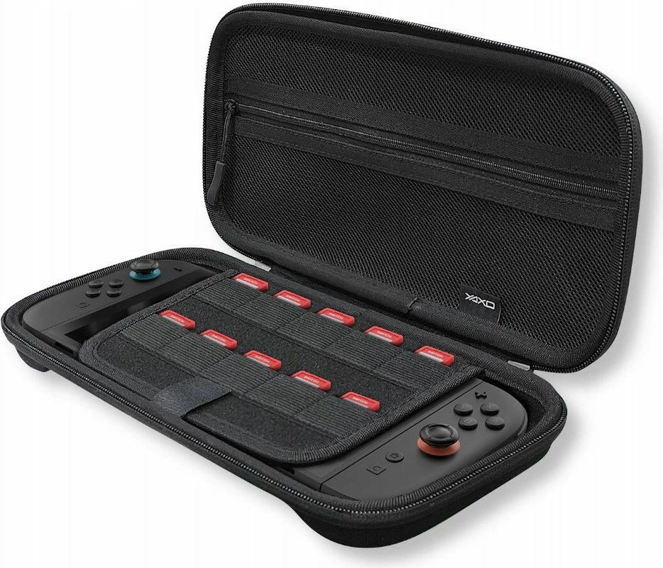 Kasë për konsolë Yaxo Scutum YGSCCC01B për Nintendo Switch/ Switch 2, e zezë techno