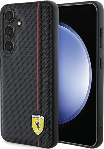 Mbështjellës Ferrari Carbon Printed Line për Samsung Galaxy S24, i zi