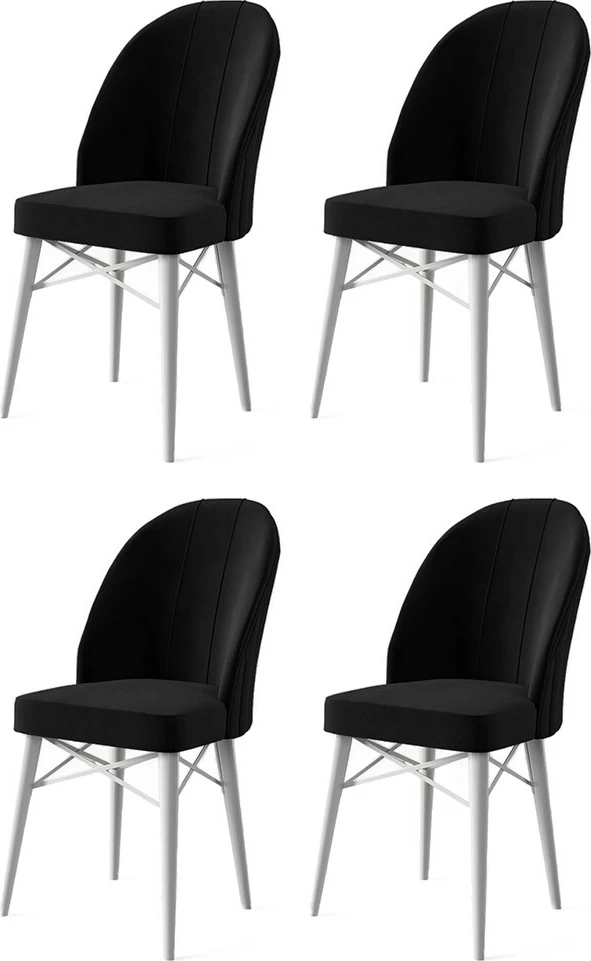 Set karrigash (4 copë) Hanah Home, Ritim, e zezë, e bardhë