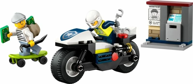 Set lodrash LEGO City për fëmijë, Police Motorcycle Chase