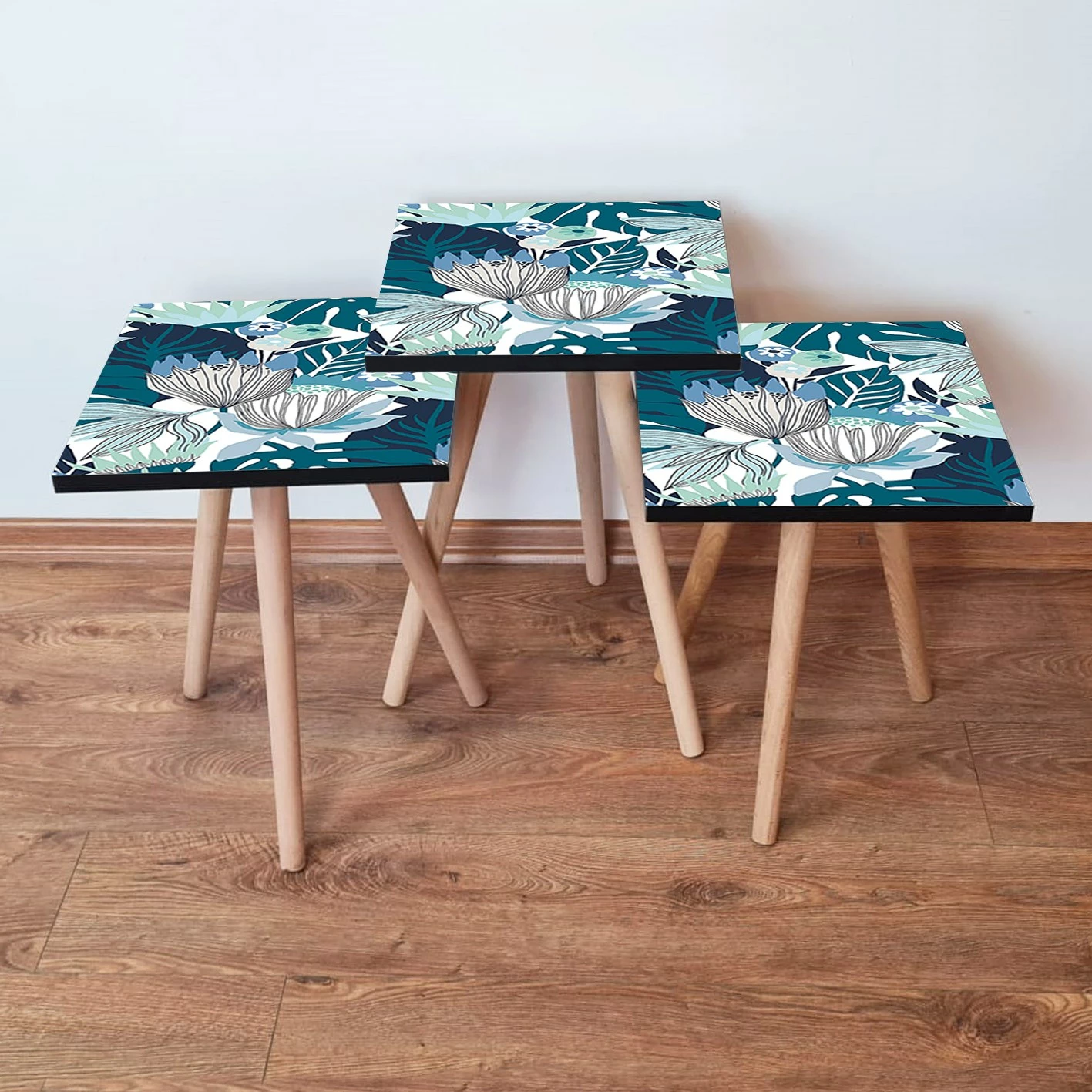 Set tavolinash të mbivendosura, 3 copë, Skye Decor, 3Shp210, ngjyrë e bardhë