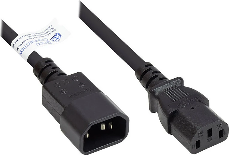Kabllo rryme GoodConnections P1430-S005, IEC C14 në C13, 0.5 m, 10A, 250V, e zezë
