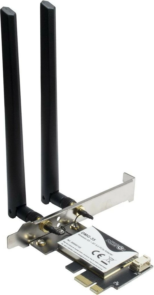 Adapter WLAN & Bluetooth Inter-Tech DMG-35, PCI Express, 3000 Mbit/s, e zezë, argjendtë