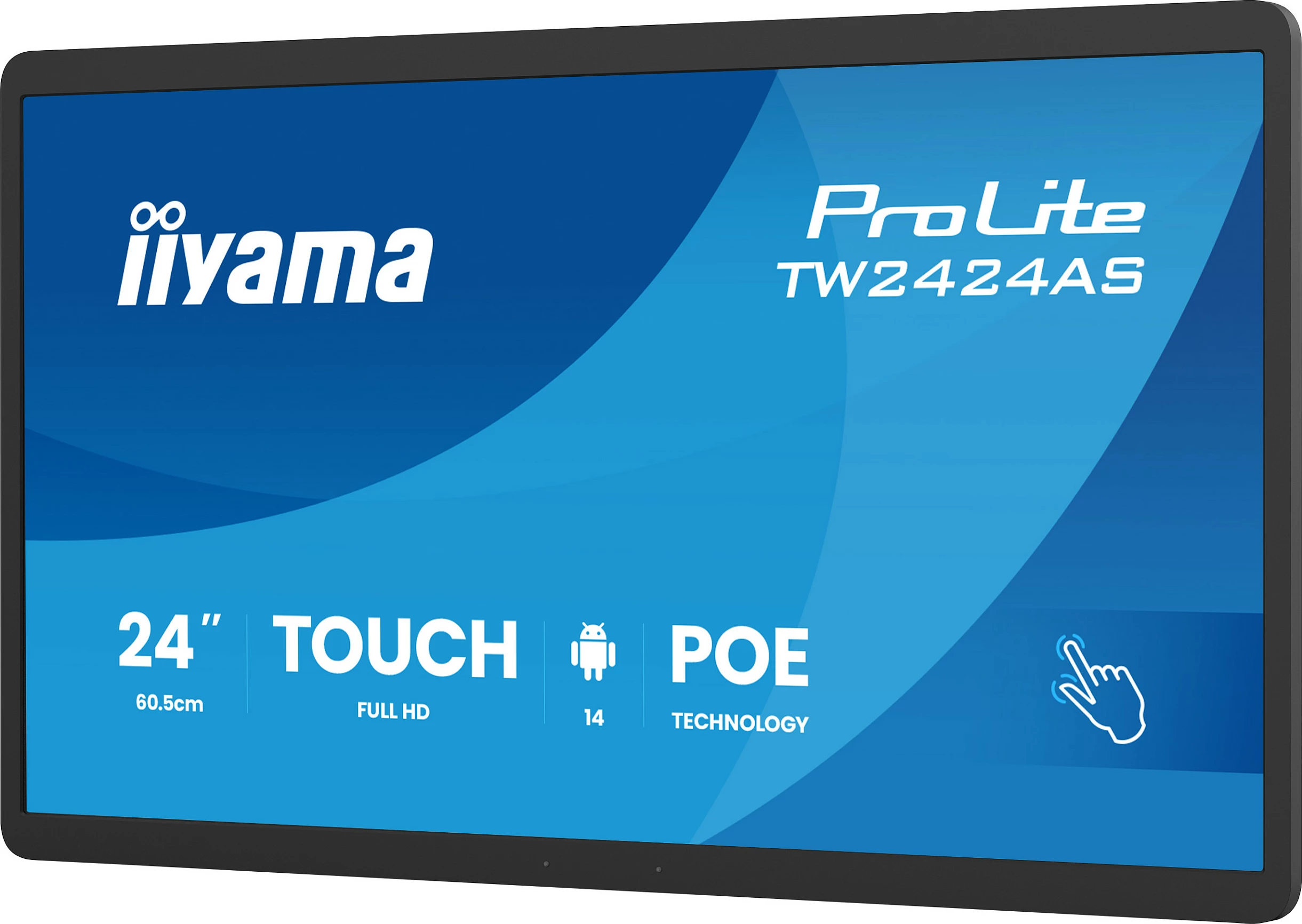 Monitor Touch iiyama ProLite TW2424AS-B3P, 23.8", Full HD, Android, USB-C, PoE, i zi