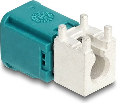 Konektor Mini FAKRA DeLOCK, Mini FAKRA Z, femër-femër, 50 Ω, këndor, aqua/bardhë