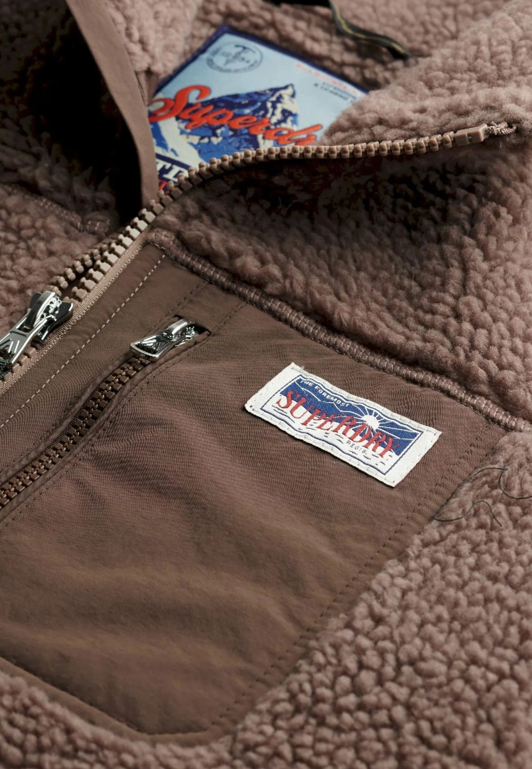 Duks fleece për femra Superdry Heritage Zip Through SDW2012736A, kafe [Madhësia: L]