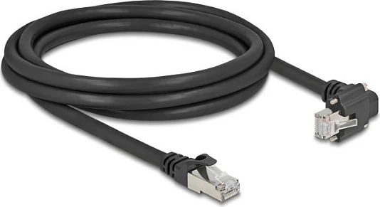 Kabllo rrjeti DeLOCK 80922, Cat6, 2m, RJ45 me vidha, angled-te-straight, e zezë