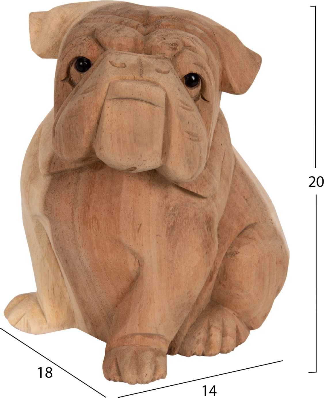 Dekor për dysheme, bulldog, dru suar, ngjyrë natyrale, FH7925, 18x14x20H cm
