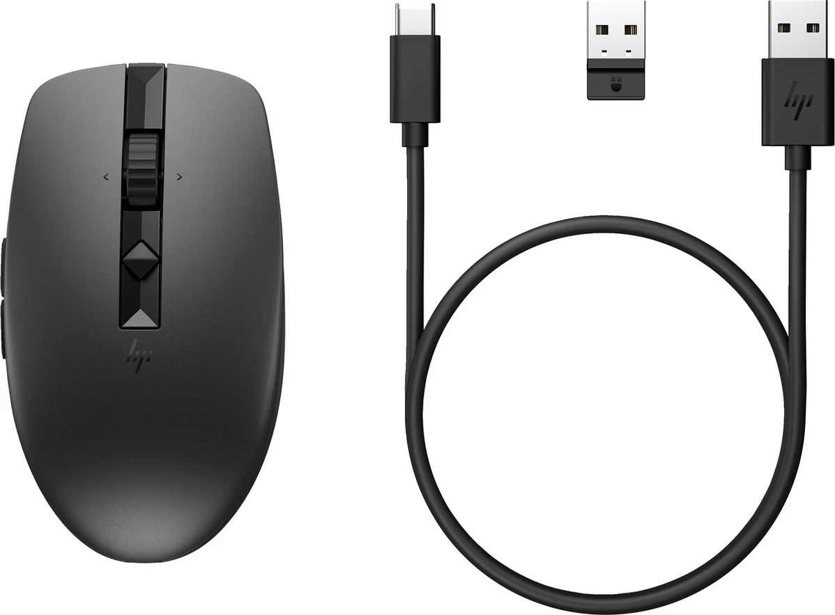 Maus HP 710 6E6F2AA#ABB, pa tela i rikarikueshëm USB-C, madhësi standarde, i zi