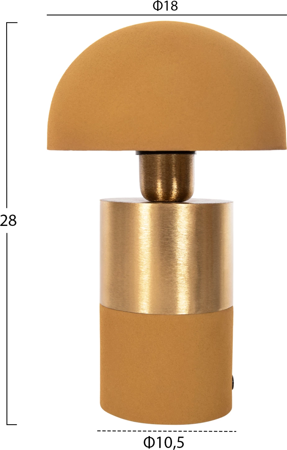 Llambë tavoline pune, metalike, ngjyrë mustard-ari, FH4255.09, Φ18x28H cm