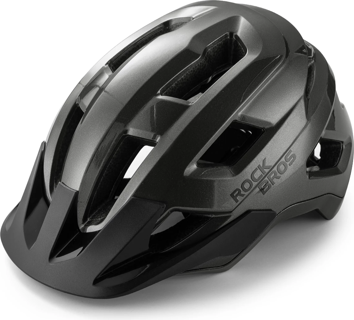 Helmet biçiklete Rockbros LK-67 54–58 cm me vizor të shkëputshme, gri