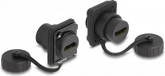 Modul HDMI DeLOCK D-Type, HDMI-A femër në HDMI-A femër, IP67, i zi
