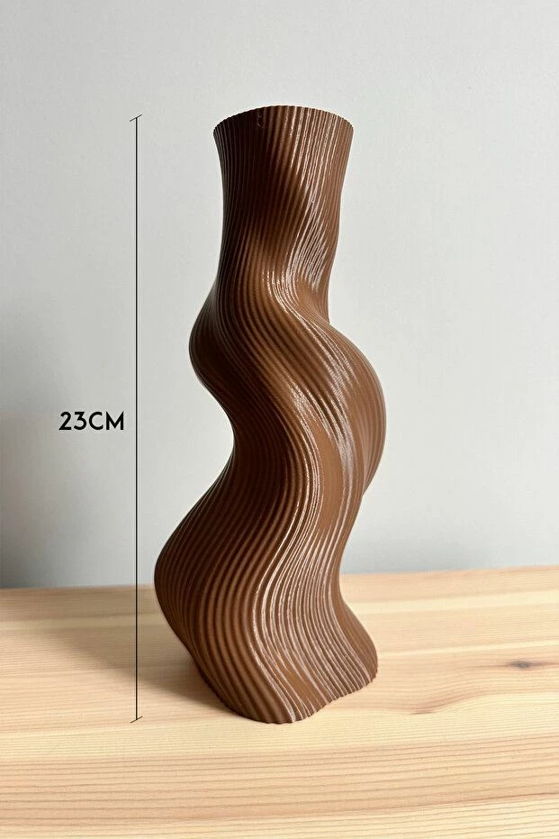 Vazo dekorative Wave, ngjyrë kafe, Evila Originals, 23cm