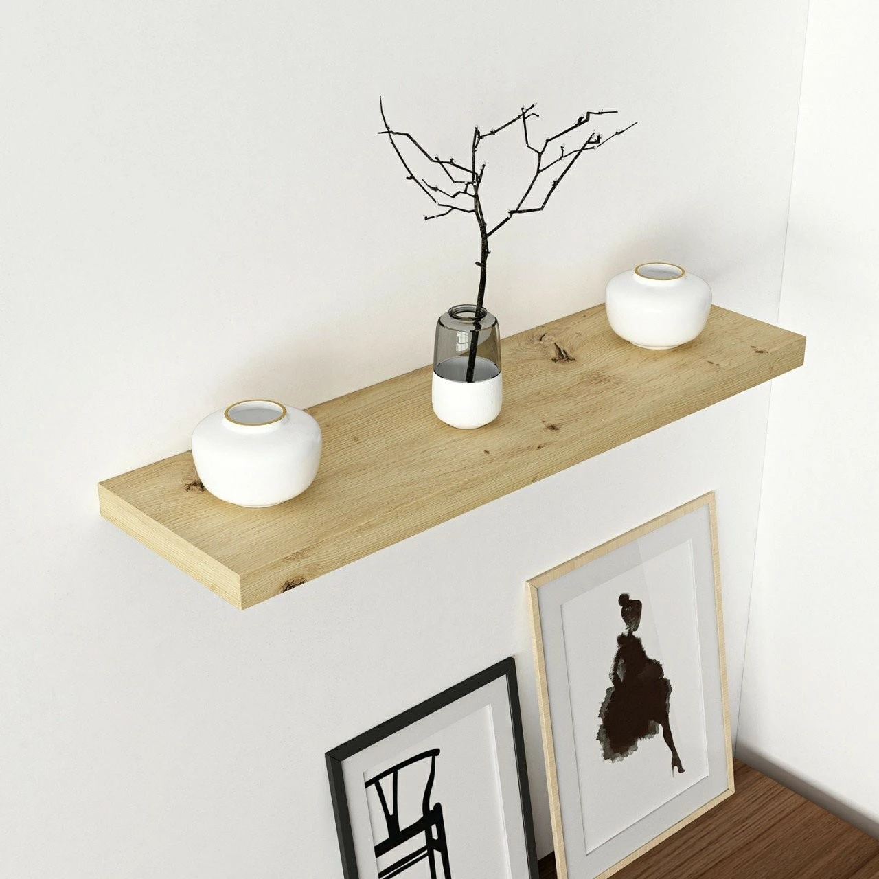 Raft muri Skye Decor, i bardhë, 80cm