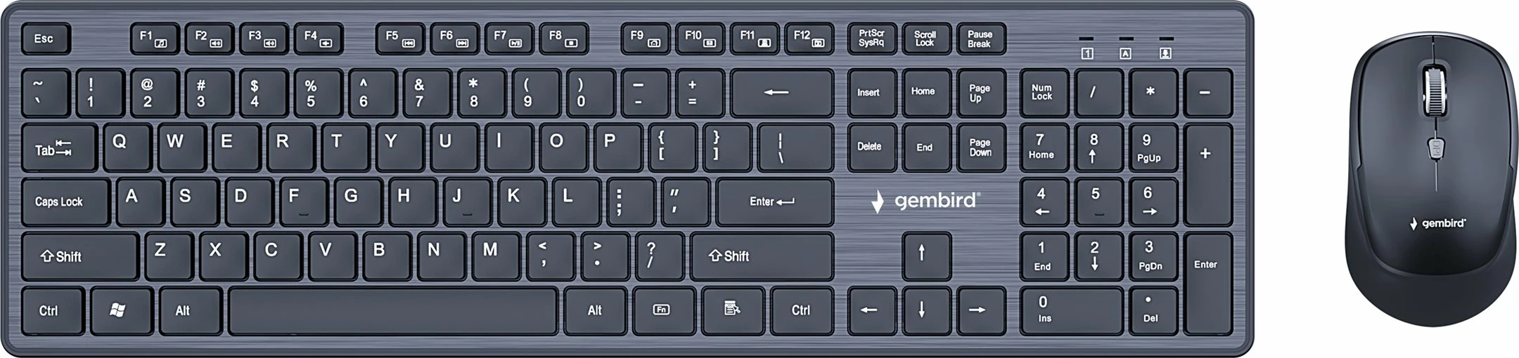 Set tastierë dhe maus wireless Gembird KBS-WCH-04, QWERTY US, e zezë