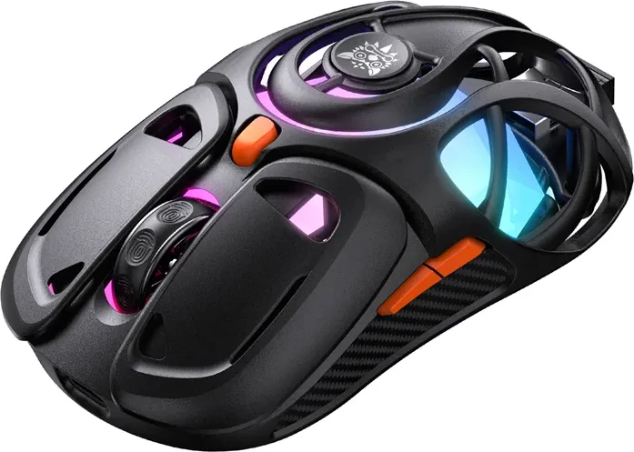 Maus gaming ONIKUMA DM02, 12800 DPI, RGB, 2.4GHz/Bluetooth/USB-C, 6 butona, i zi, set (receiver + kabllo)