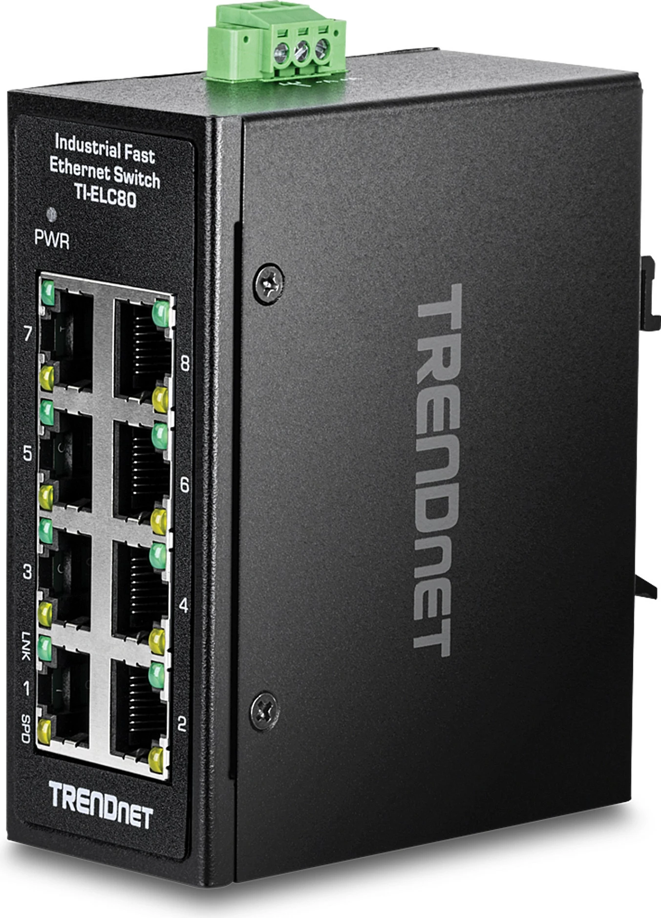 Switch industrial TRENDnet TI-ELC80, 8-Port Fast Ethernet 10/100, DIN-Rail, IP30, i zi