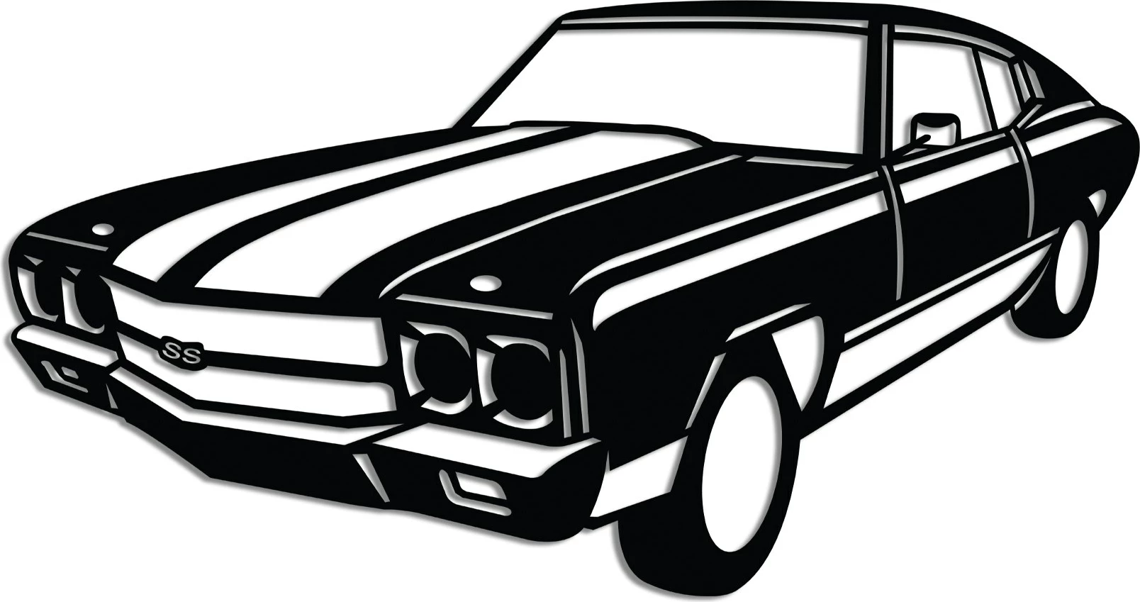 Aksesor dekorativ për mur, metalik, Wallity, Chevrolet SS Muscle, vintage, ngjyrë e zezë