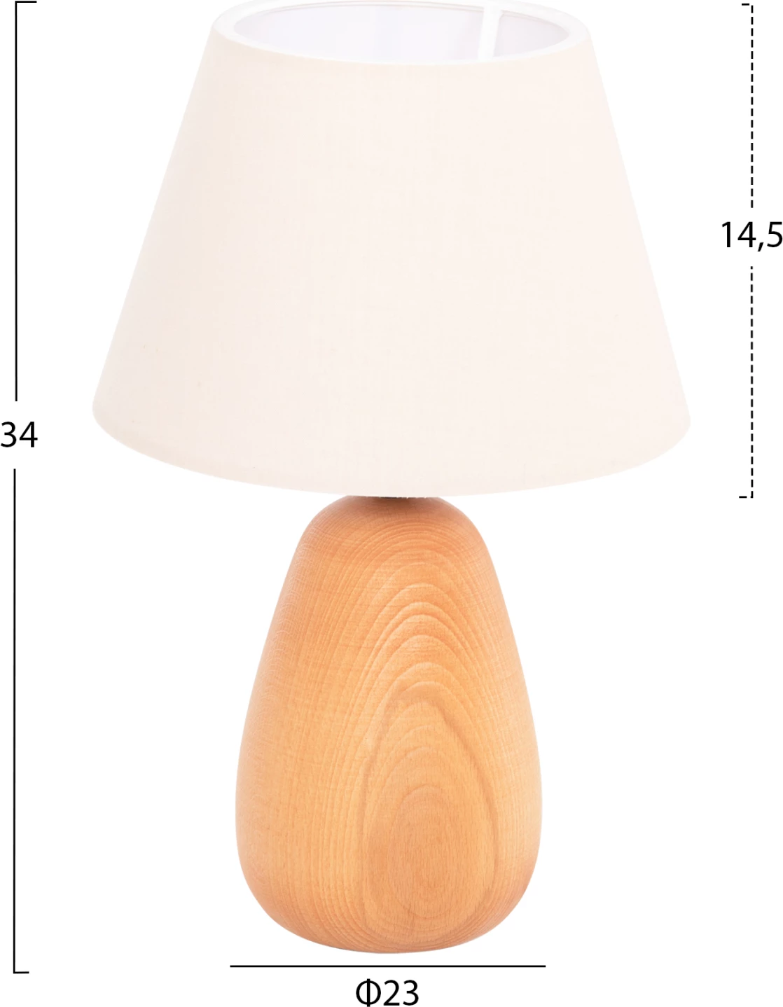 Llambë tavoline CONNI FH4710, ngjyrë krem e bardhë, bazë druri, Φ23x34H cm