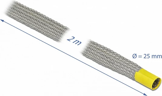 Mbështjellës i thurur për kabllo DeLOCK, mbrojtje EMC, 2 m x 25 mm, bakër, gri