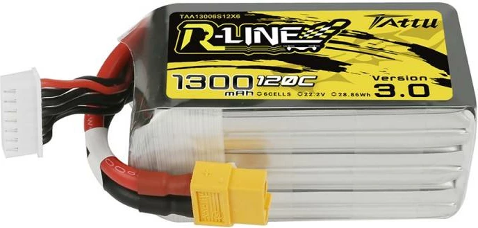 Bateri LiPo Tattu R-Line Version 3.0, 1300mAh, 22.2V, 120C, 6S1P, XT60